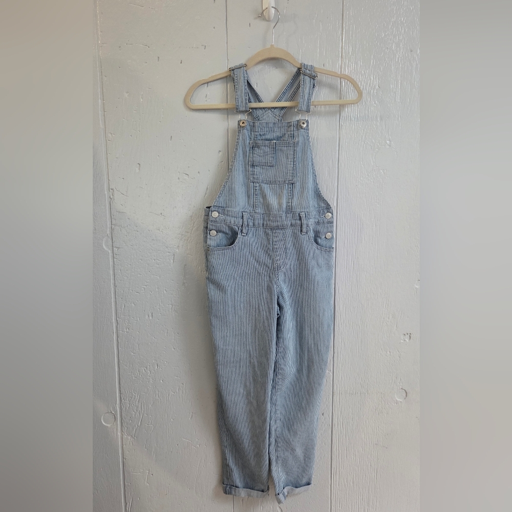 Jordache Girls L (10-12) Pin Stripe RollCuff Overall,Railroad